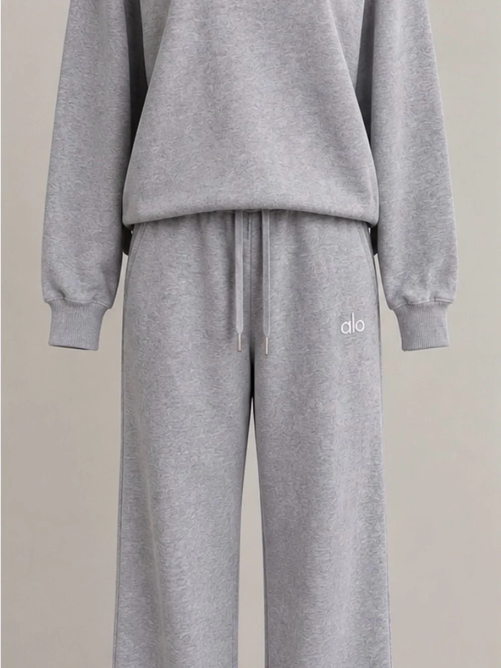 ALO Yoga Kids Light Gray Sweatshirt & Jogger Pajama Set